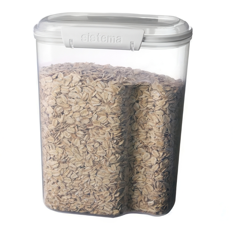 Burk för mjöl, gryn mm, 3,35 L, Med skopa, BAKE IT, Transparent / Vit
