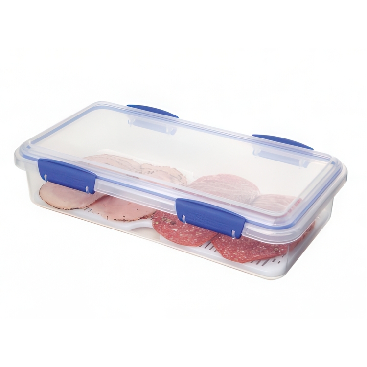 Burk för Pålägg, Långsmal, DELI STORER RECTANGLE LARGE, 1,75 L, Klar / Blå