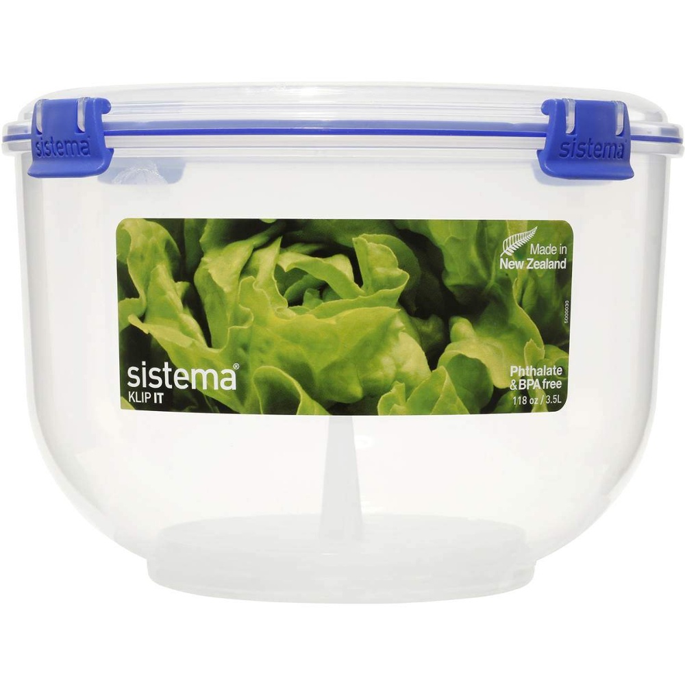 Burk för sallad, 3,5L, LETTUCE CRISPER, Ø 22 x H 15 cm, Klar / Blå