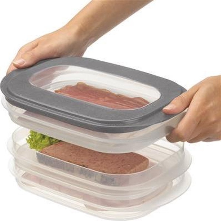 Burk för Smörgåsmat, 3 Brickor, FRESH COLD CUT KEEPER, 26,5 x 17,2 x H10,5 cm