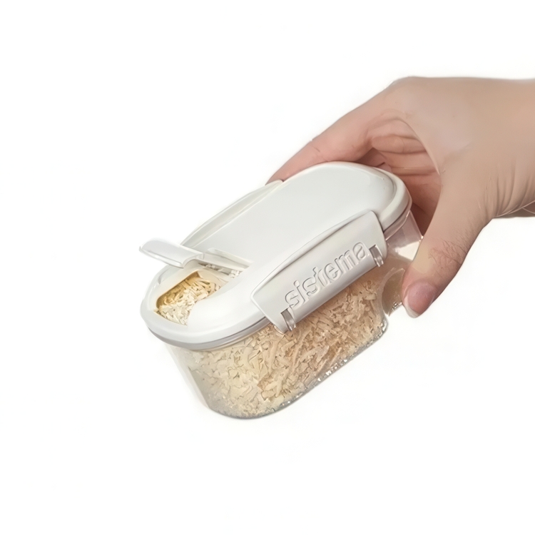 Burk för strössel mm, Liten, Flip lock, 285 ml, SISTEMA BAKE IT STACK & POUR, Klar / Vit