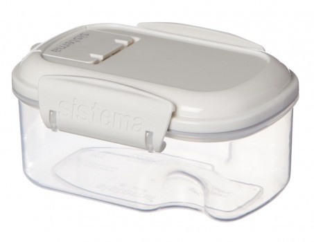 Burk för strössel mm, Liten, Flip lock, 285 ml, SISTEMA BAKE IT STACK & POUR, Klar / Vit