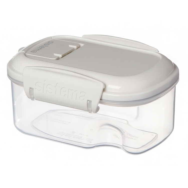 Burk för strössel mm, Liten, Flip lock, 285 ml, SISTEMA BAKE IT STACK & POUR, Klar / Vit