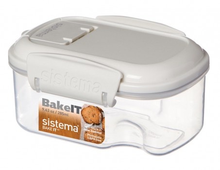 Burk för strössel mm, Liten, Flip lock, 285 ml, SISTEMA BAKE IT STACK & POUR, Klar / Vit