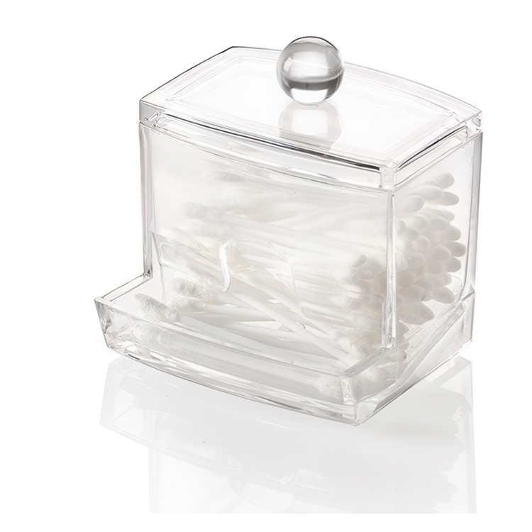 Burk för Tops, COTTON BUDS DISPENSER, 9,3 x 8,3 x H 10 cm, Klar