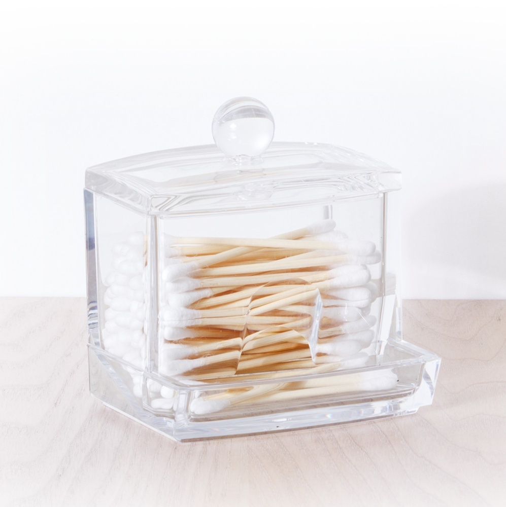 Burk för Tops, COTTON BUDS DISPENSER, 9,3 x 8,3 x H 10 cm, Klar