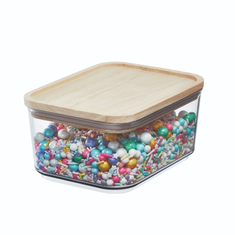 Burk för torrvaror, 0,8 L, PANSINO RPET SMALL CANISTER, 16 x 12 x H 8 cm , Transparent / Natur