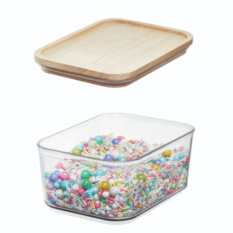 Burk för torrvaror, 0,8 L, PANSINO RPET SMALL CANISTER, 16 x 12 x H 8 cm , Transparent / Natur