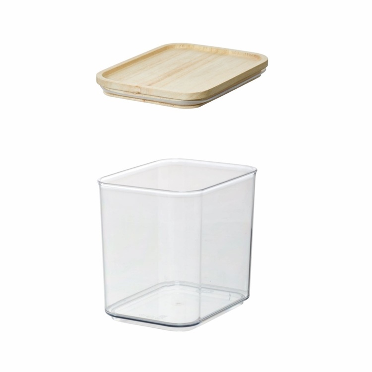 Burk för torrvaror, 2 L, PANSINO RPET MEDIUM CANISTER, 16 x 12 x H 15,5 cm , Transparent / Natur