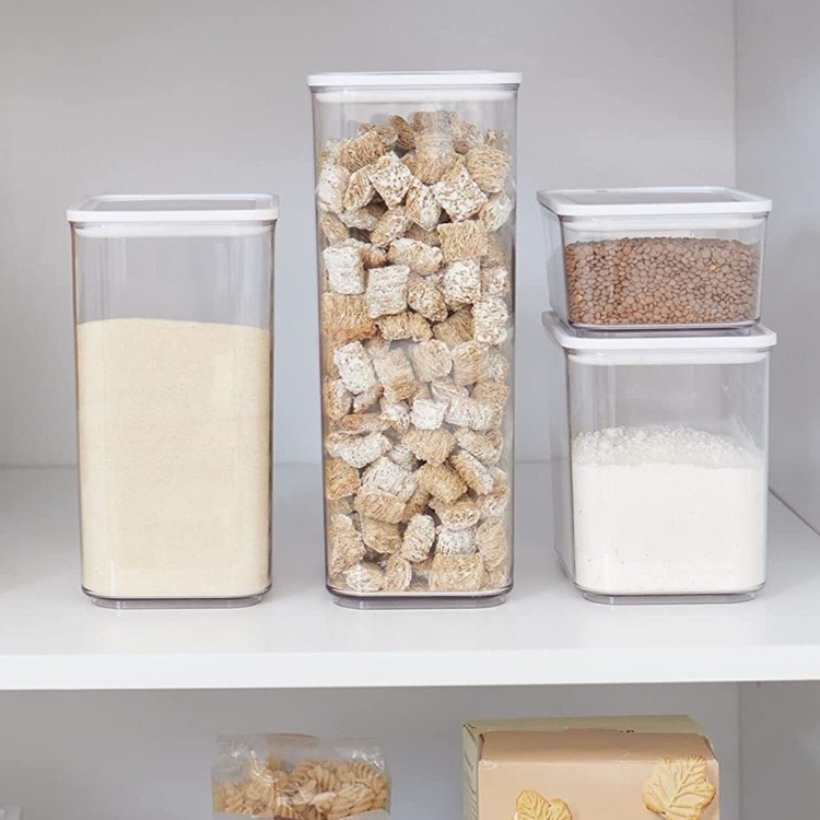 Burk för torrvaror, 4 L, PANSINO ECOZEN XL CANISTER, 16 x 12 x H 30,5 cm , Transparent / Vit