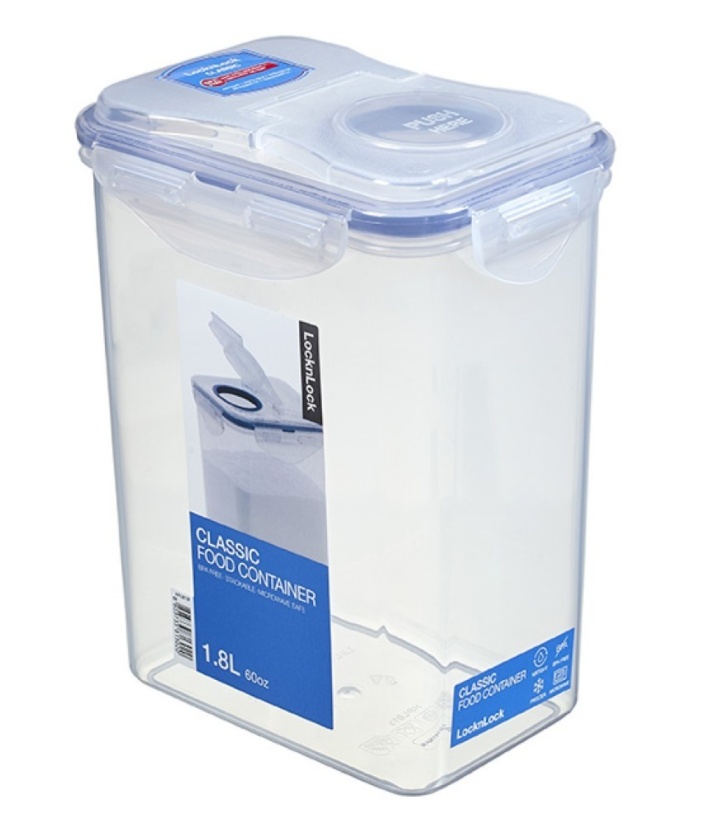 Burk med flip-lock, 1,8 L, LOCK & LOCK, 15,1 x 10,8 x H 18,5 cm, Klar / Blå