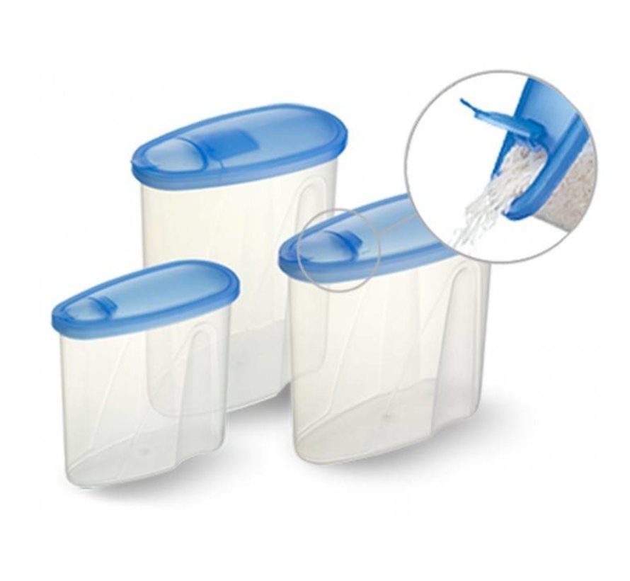 Burk med flip-lock, 0,9 L, CLUB CUISINE SMALL, Transparent / Blå