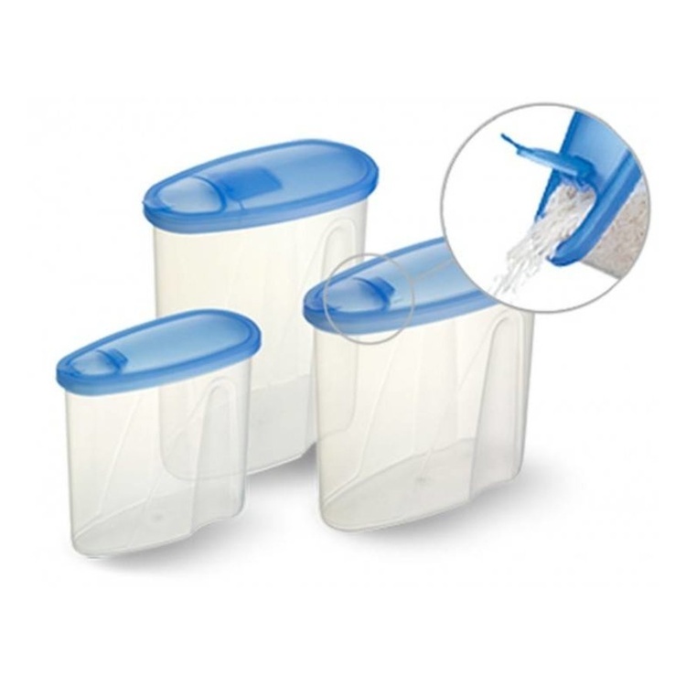 Burk med flip-lock, 0,9 L, CLUB CUISINE SMALL, Transparent / Blå