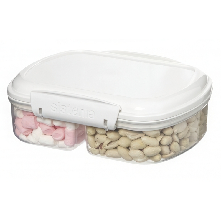 Burk tvådelad, 630 ml, SISTEMA BAKE IT SPLIT, Klar / Vit