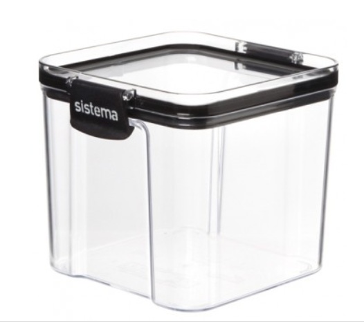 Burk, 0,7 liter, TRITAN ULTRA SQUARE, Klar / Svart