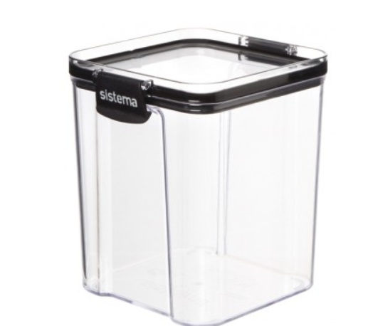Burk, 0,92 liter, TRITAN ULTRA SQUARE, Klar / Svart
