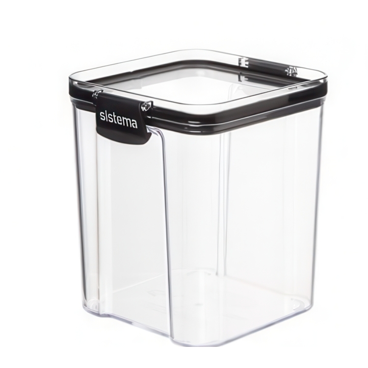 Burk, 0,92 liter, TRITAN ULTRA SQUARE, Klar / Svart