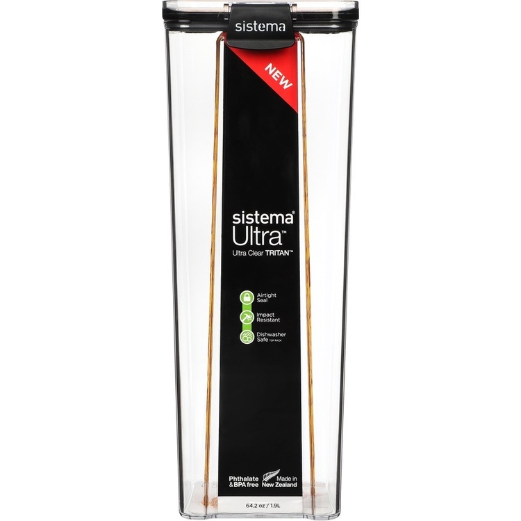 Burk, 1,9 Liter, TRITAN ULTRA SQUARE, Klar / Svart