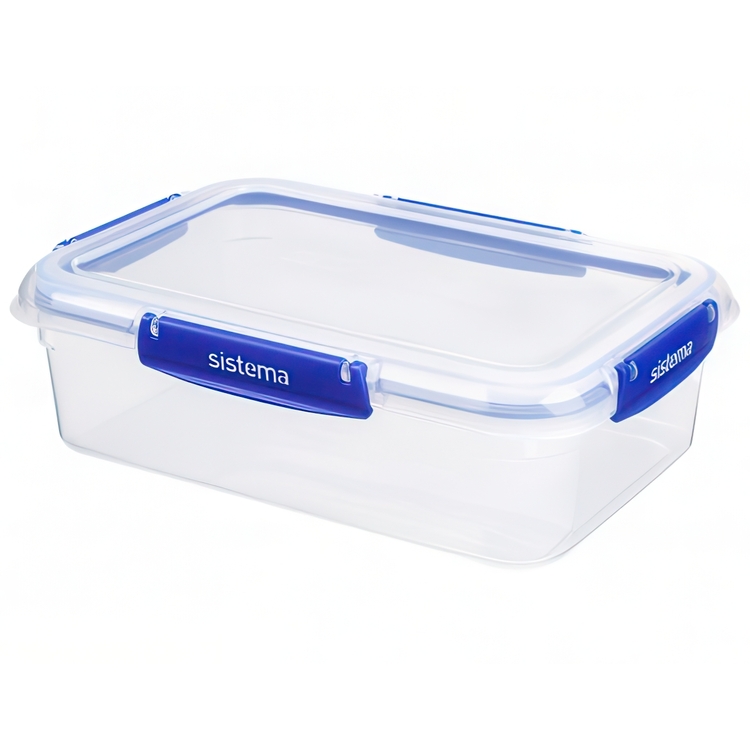 Burk, 2,2 L, KLIP IT PLUS RECTANGLE, 25,5 x 17,5 x H 8 cm, Klar / Blå