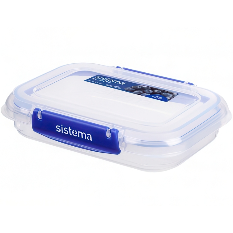 Burk, 450 ml, KLIP IT PLUS RECTANGLE, 18 x 13 x H 4 cm, Transparent / Blå