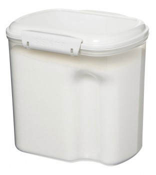 Burk, för mjöl, gryn mm, 2,4 L, Med skopa, BAKE IT, Transparent / Vit