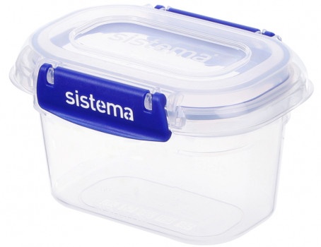 Burk, Liten, 400 ml, KLIP IT PLUS RECTANGLE, 13 x 9 x H 8 cm, Transparent / Kornblå