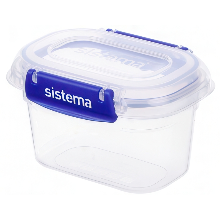 Burk, Liten, 400 ml, KLIP IT PLUS RECTANGLE, 13 x 9 x H 8 cm, Transparent / Kornblå