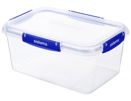 Burk, Stor, 3,35L , KLIP IT PLUS RECTANGLE, 25,5 x 17,5 x H 12 cm, Klar / Blå