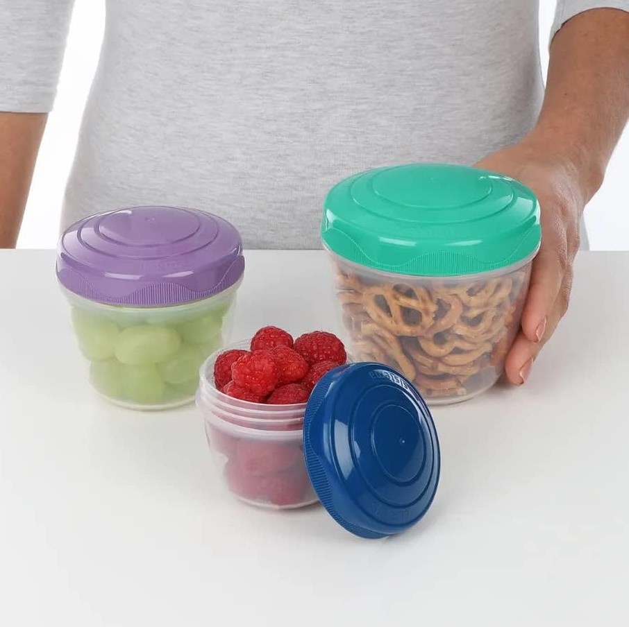 Burkar för mellanmål, 3 st, SISTEMA SNACK AND NEST, Lila / Mint / Blå