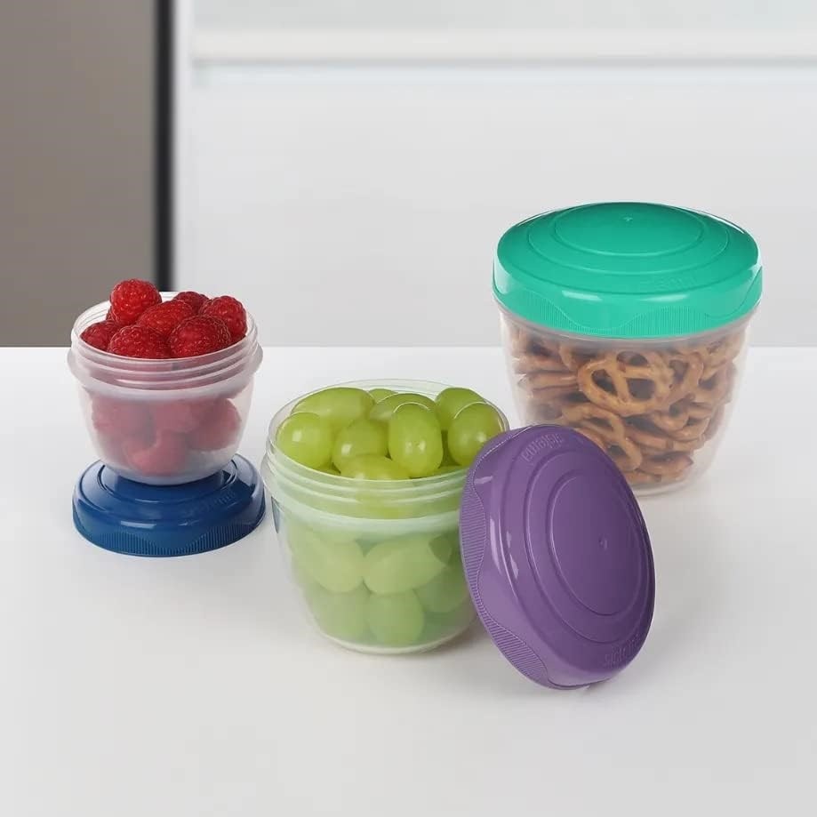 Burkar för mellanmål, 3 st, SISTEMA SNACK AND NEST, Lila / Mint / Blå
