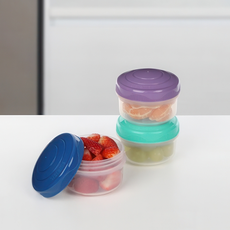 Burkar för mellanmål, 130 ml, 3 st, SISTEMA MINI BITES, Mint / Blå