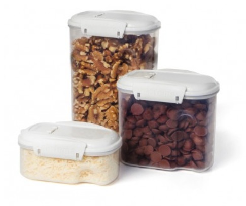 Burkar för strössel, strösocker mm, 3 st, SISTEMA BAKE IT STACK & POUR, Klar / Vit