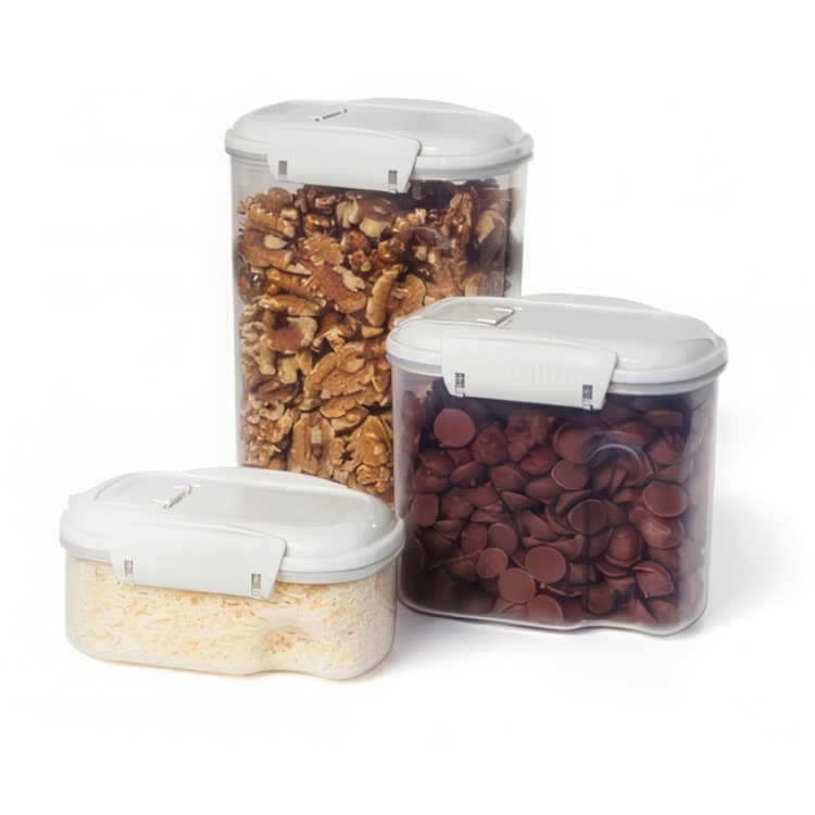 Burkar för strössel, strösocker mm, 3 st, SISTEMA BAKE IT STACK & POUR, Klar / Vit
