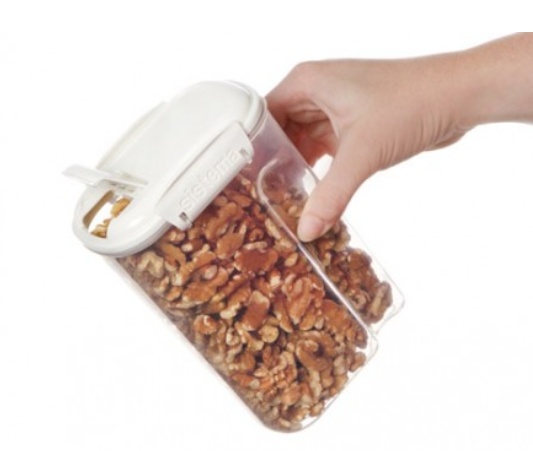 Burkar för strössel, strösocker mm, 3 st, SISTEMA BAKE IT STACK & POUR, Klar / Vit