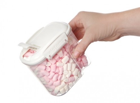 Burkar för strössel, strösocker mm, 3 st, SISTEMA BAKE IT STACK & POUR, Klar / Vit