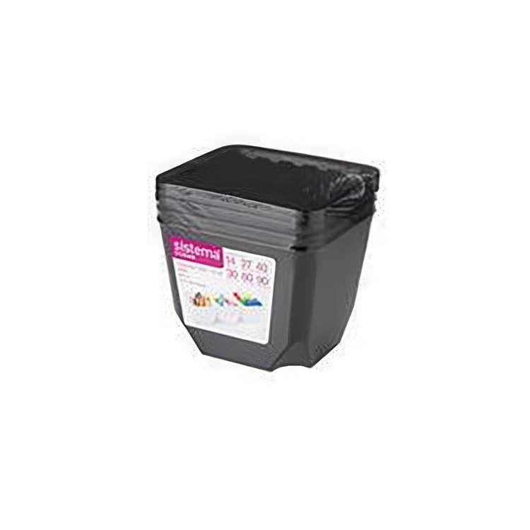 Burkar med Lock, Set med 3, SISTEMA ORGANISER TUB, 14 x 14 x H 11 cm, Black