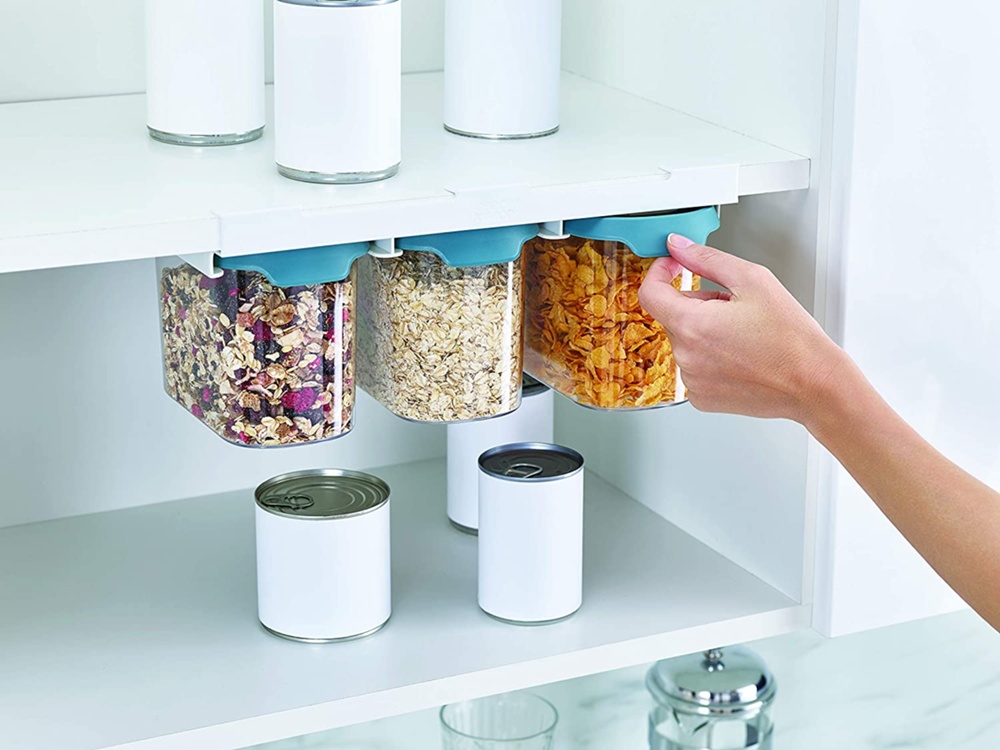 Burkar Under-Hylla Förvaring, 3-delig, CUPBOARD-STORE, Large, Joseph Joseph, Klar / Blå