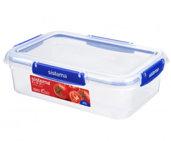 Burkar, 2,2 L, Set med 3, KLIP IT PLUS RECTANGLE SPECIAL, 25,5 x 17,5 x H 8 cm, Klar / Kornblå
