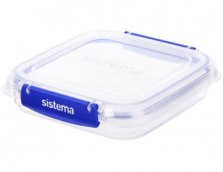 Burkar, Fyrkantiga, 520 ml, Set med 3 st, KLIP IT PLUS SANDWICH SPECIAL, Transparent / Blå