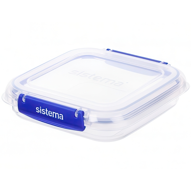 Burkar, Fyrkantiga, 520 ml, Set med 3 st, KLIP IT PLUS SANDWICH SPECIAL, Transparent / Blå