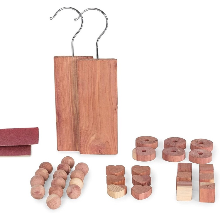 Cederträ Set med 34 delar, ASSORTED CEDAR ACCESSORIES, Natur