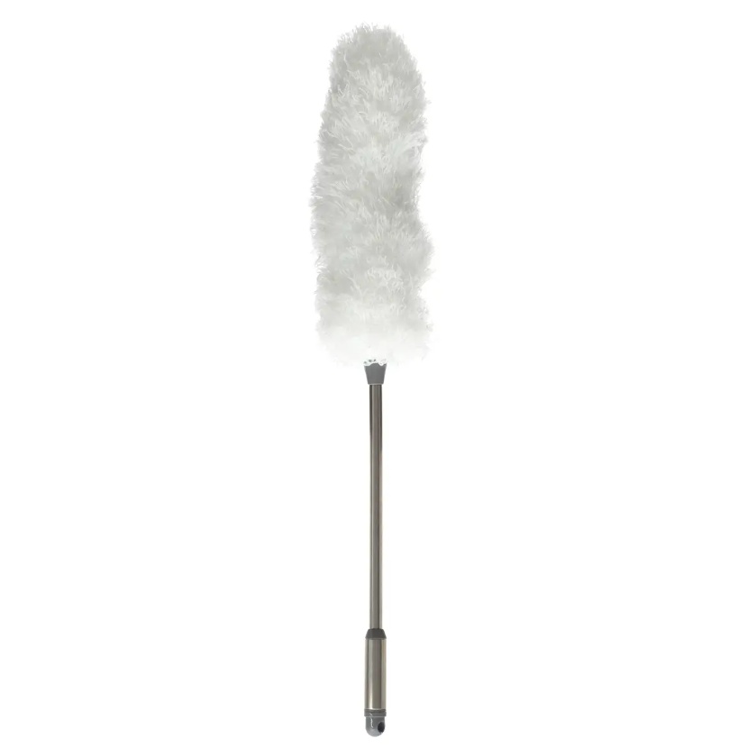 Dammvippa, Mikrofiber, PLUMEU, 76 cm, Vit / Silver