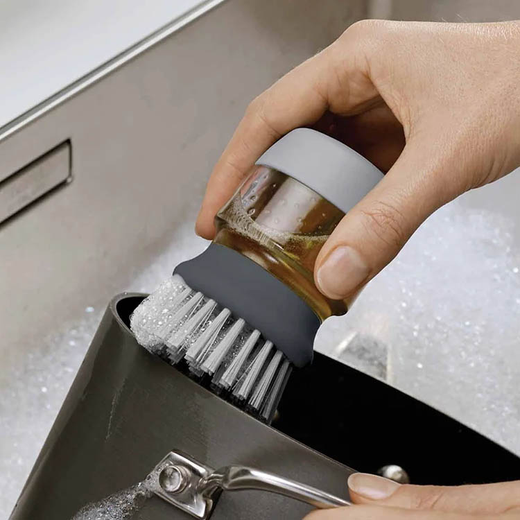 Diskborste med diskmedelsbehållare, PALM SCRUB, Joseph Joseph, Grå