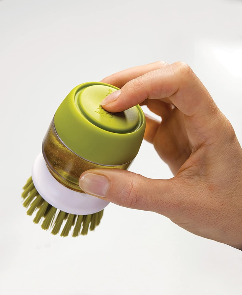 Diskborste med diskmedelsbehållare, PALM SCRUB, Joseph Joseph, Grå