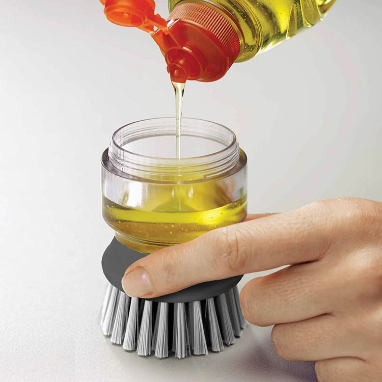 Diskborste med diskmedelsbehållare, PALM SCRUB, Joseph Joseph, Grå