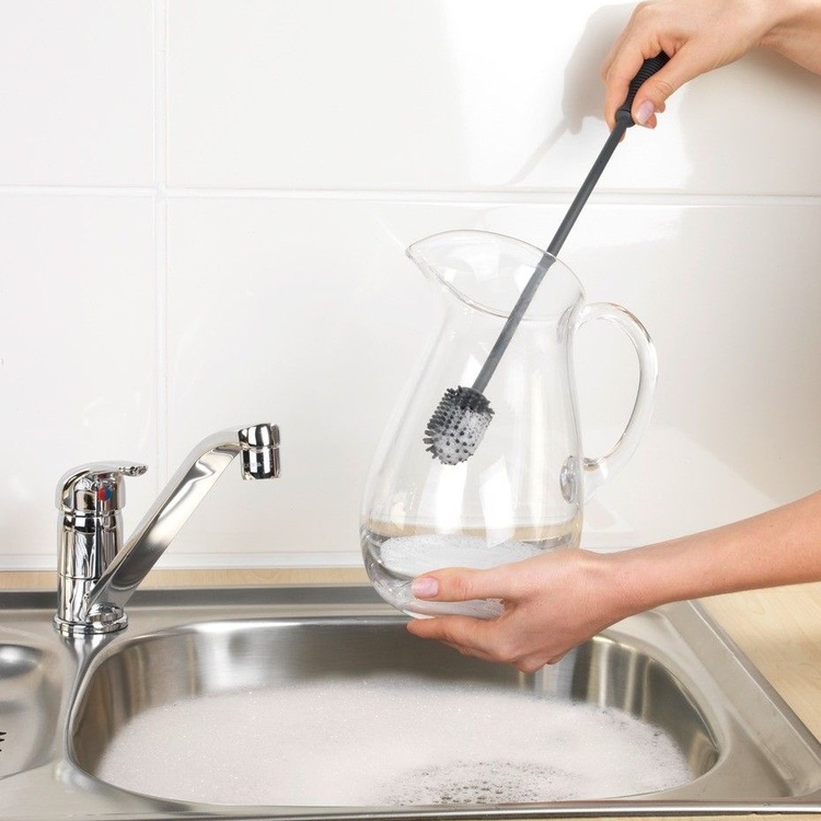 Diskborste med litet huvud och långt skaft, Silikon, SPÜLBÜRSTE, Ø 3,5 x 38 cm