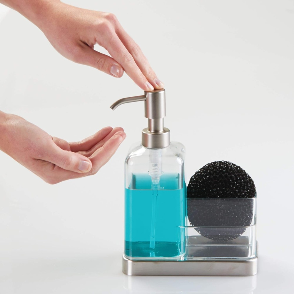 Diskbänksförvaring med Diskmedelspump, ID PUMP CADDY, Klar /Silver