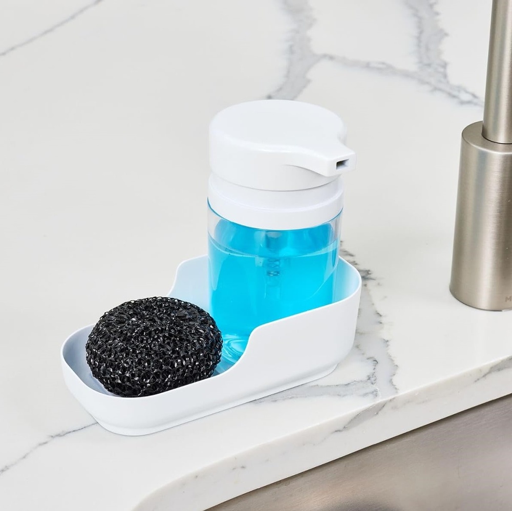 Diskbänksförvaring med Diskmedelspump, ID RPET SOAP PUMP AND TRAY, Vit / klar