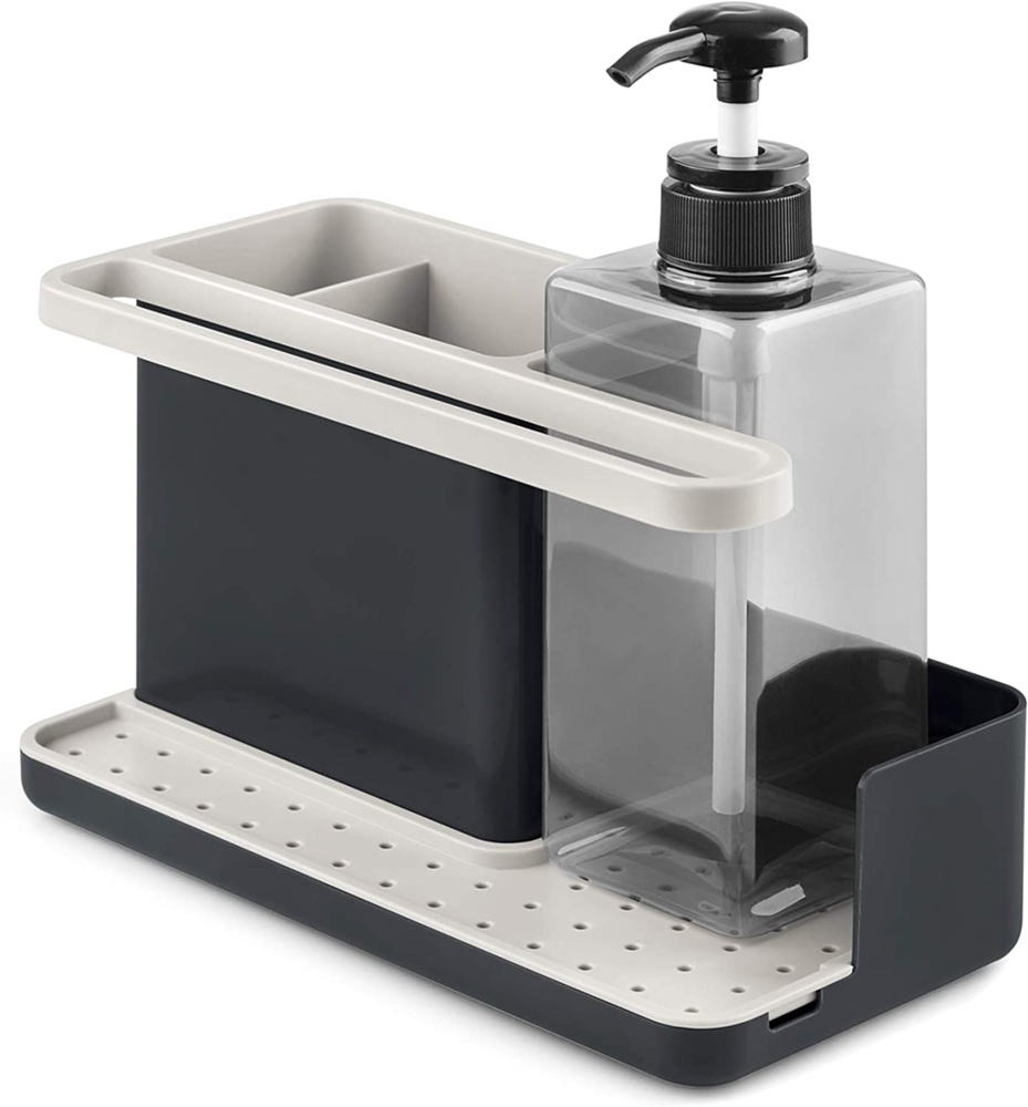 Diskbänksförvaring med diskmedelspump, SINKWARE ORGANISER, 23,5 x 11,5 x 22,5 cm, Vit / Mörkgrå