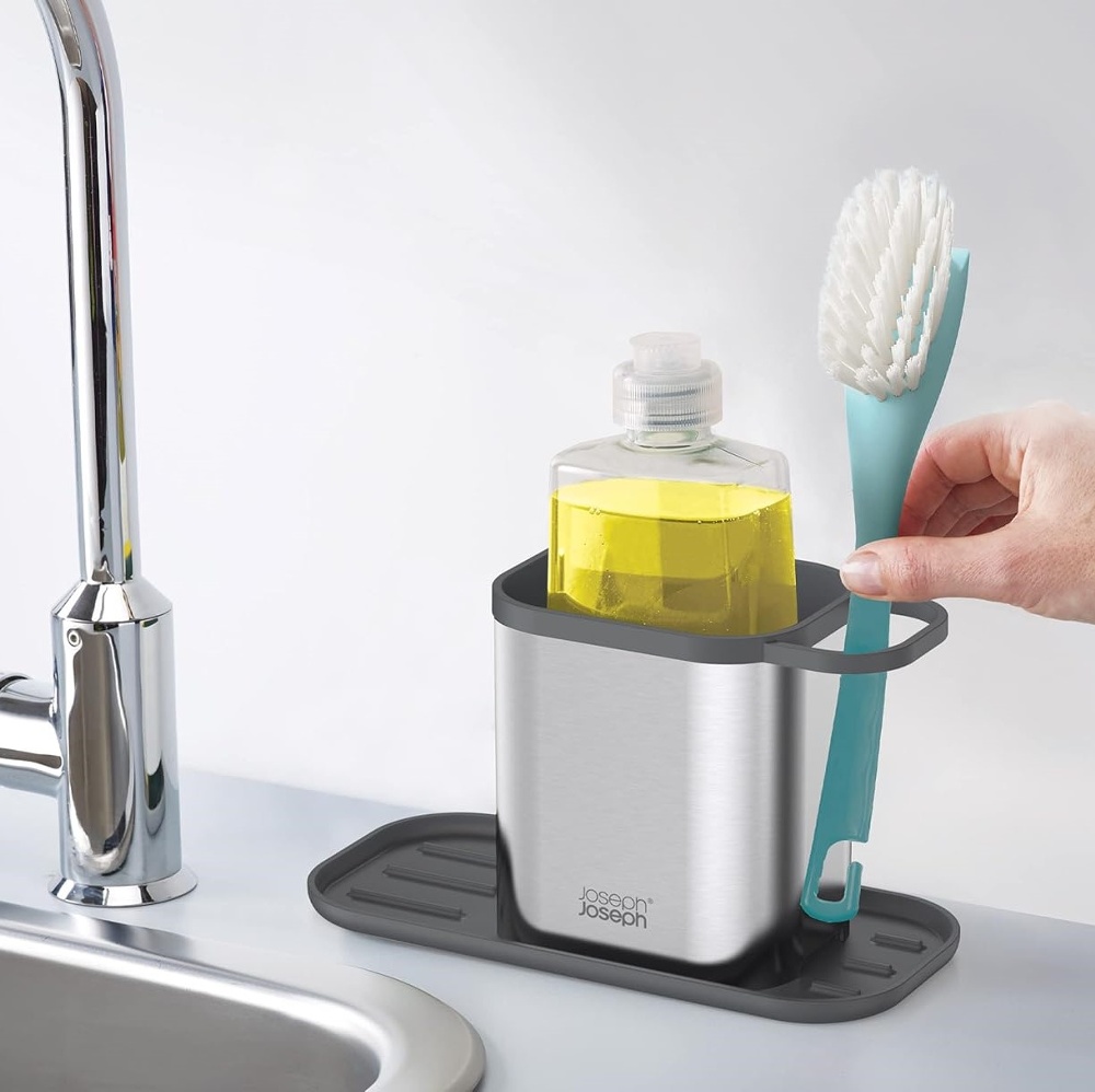 Diskbänksförvaring, DUO STAINLESS STEEL SINK CADDY, 23 x 11,3 x H 13 cm, Joseph Joseph, Silver / Grå